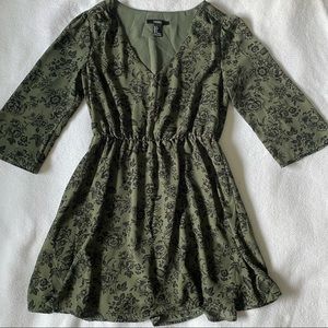 Forever 21 Green/Black Floral Dress